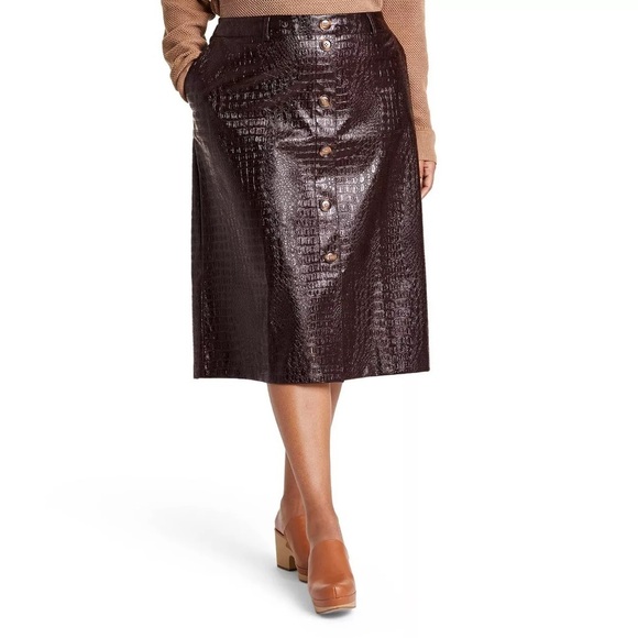 Rachel Comey Dresses & Skirts - Rachel Comey Target 20W/22W Faux Leather Textured Pencil Skirt Chicory Coffee